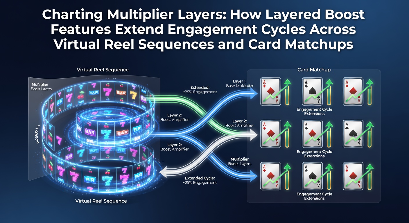 Diagram showing layered multiplier boosts activating across spinning reels in a virtual slot sequence