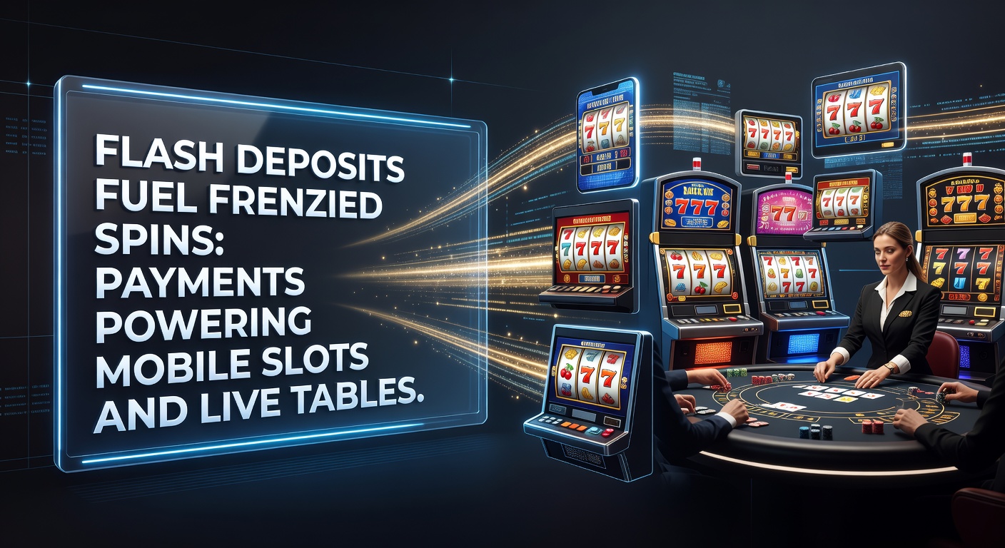 Mobile phone screen showing vibrant slot reels spinning rapidly with instant deposit notification overlay