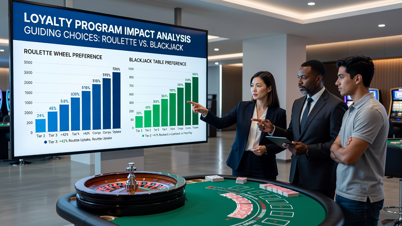 Chart displaying loyalty tier progression rates for roulette versus blackjack players on mobile apps