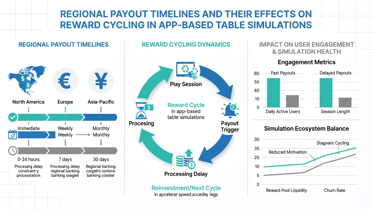 Analytics dashboard displaying regional payout speed comparisons and corresponding reward redemption rates for table game apps
