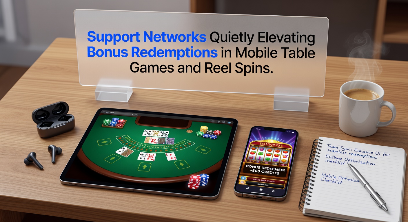 Mobile casino interface showing bonus redemption options for table games and reel spins with support chat active