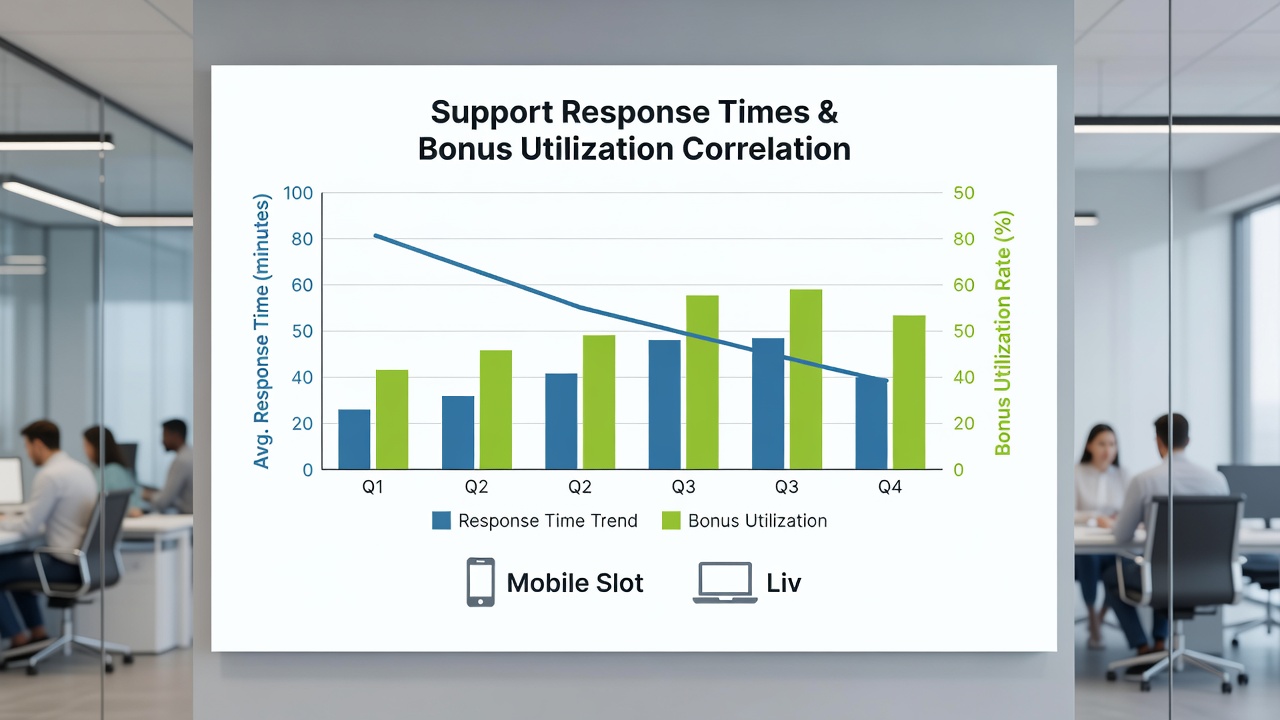 Comparative chart of bonus utilization rates versus support response times in mobile slots and live games, July 2026 dataset
