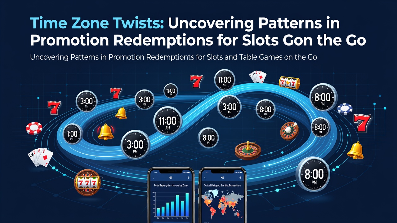Mobile slots and table games interface showing time zone indicators and promotion timers