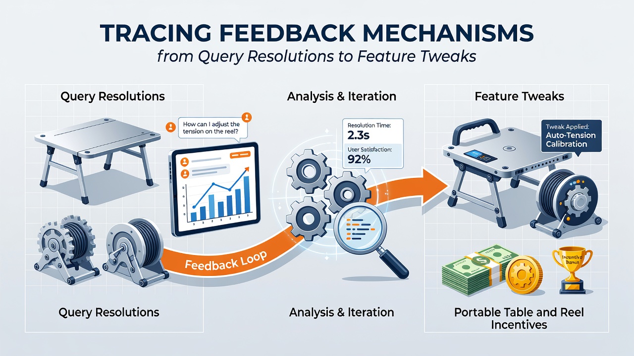 Diagram showing feedback loop from user queries in mobile table games to feature adjustments in reel incentives
