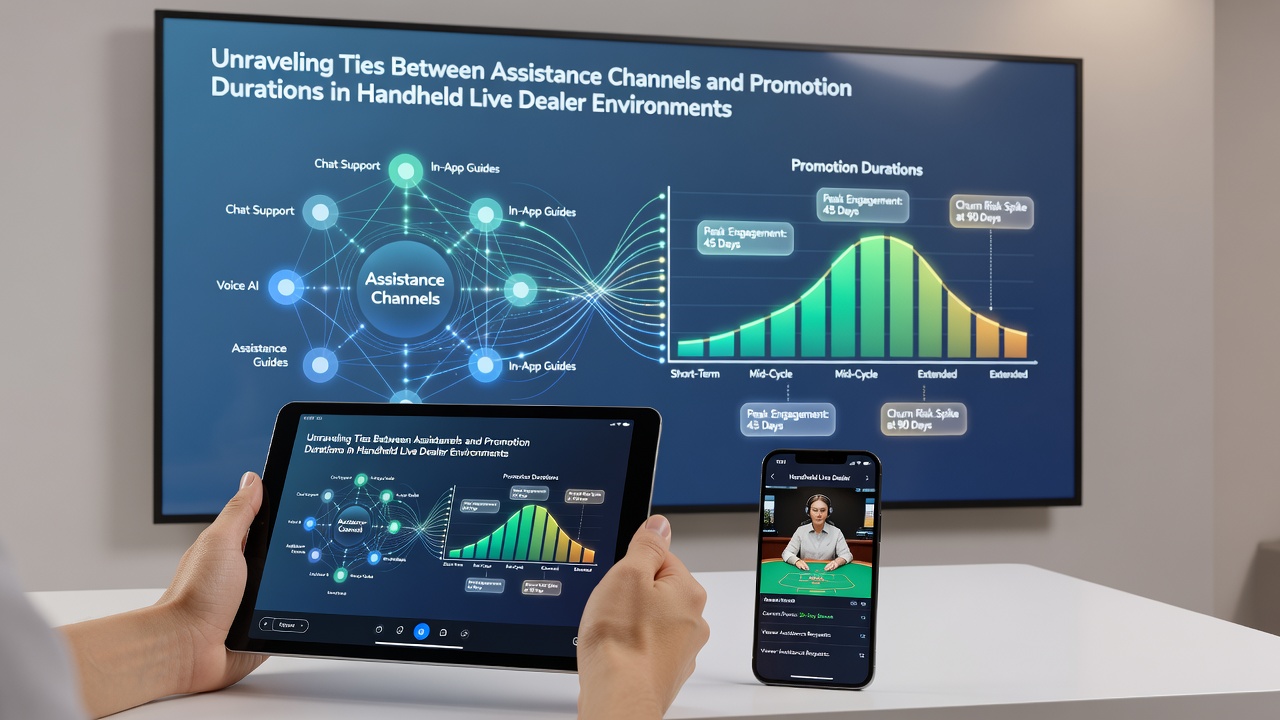 Analytics dashboard displaying promotion duration metrics linked to support channel performance in live dealer mobile apps